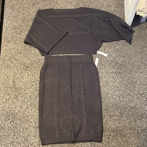 VENUS Gray Knit Skirt Set